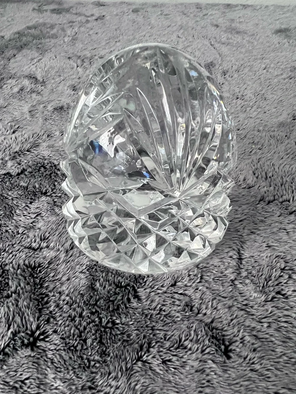 Vintage Heavy Cut Crystal Starburst Fan Design Paperweight